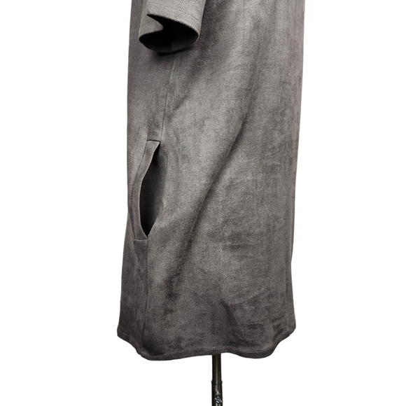Chloe K Faux Suede Shift Dress Brown Super Soft Women's Size Medium - Picture 6 of 10